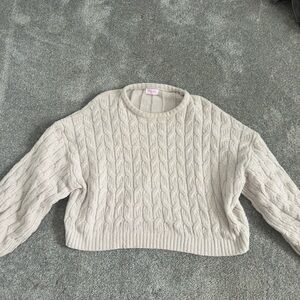 Pink Lily Soft Beige Cable Knit Sweater